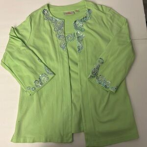 The Quacker Factory One Piece Open Cardigan and Shell with Sequins Size Medium
